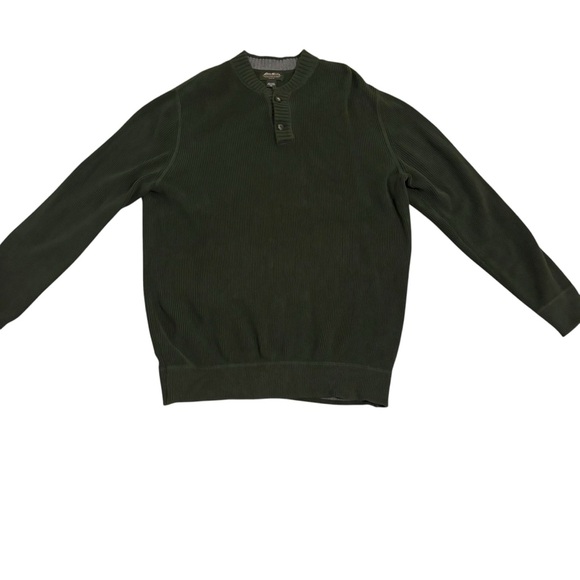 Eddie Bauer Men's Forest Green Pullover Preppy Sweater 💯 % Cotton Size XL Tall - Picture 11 of 11